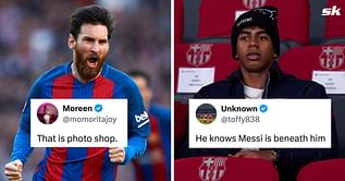 “He knows Messi is beneath him”, “That is photo shop” - Fans react after spotting Lionel Messi detail from Lamine Yamal on Barcelona bench