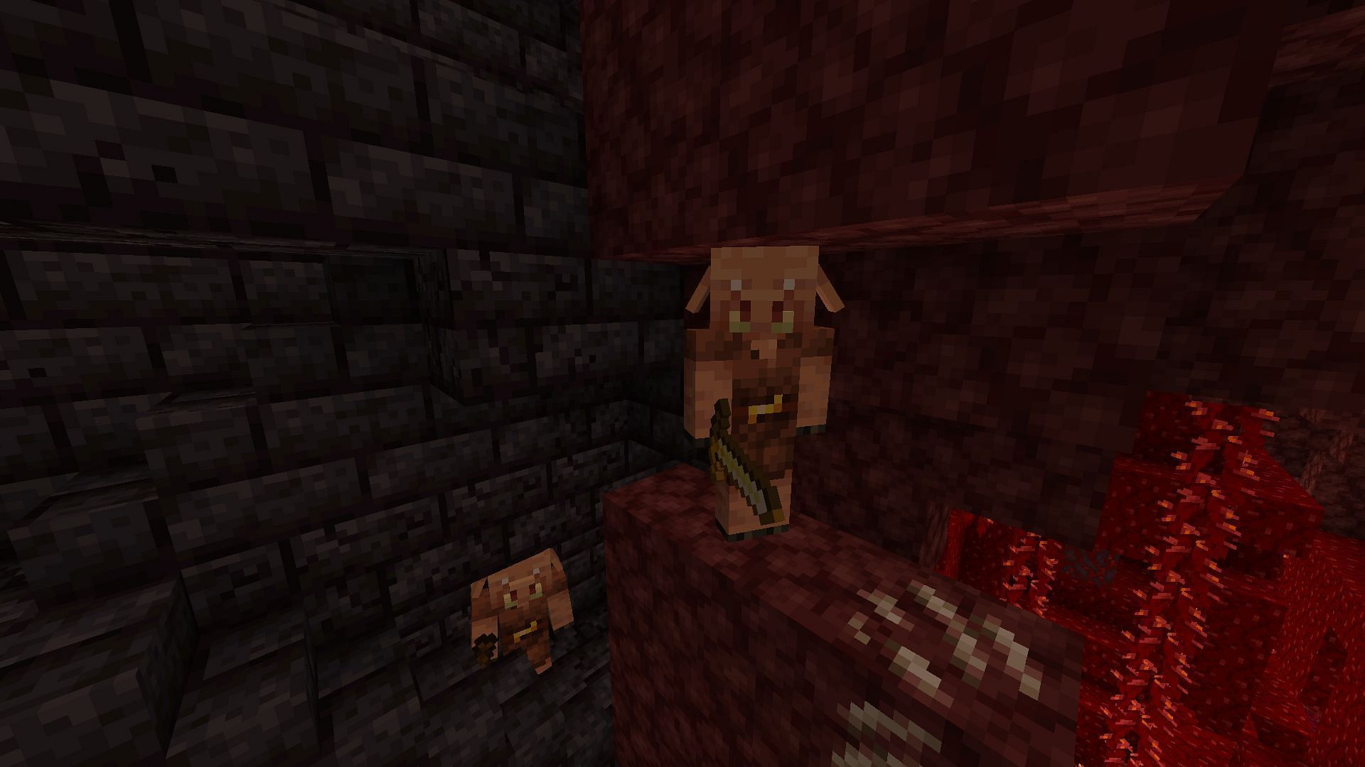 Piglins will attack players who are not wearing gold (Image via Mojang Studios)