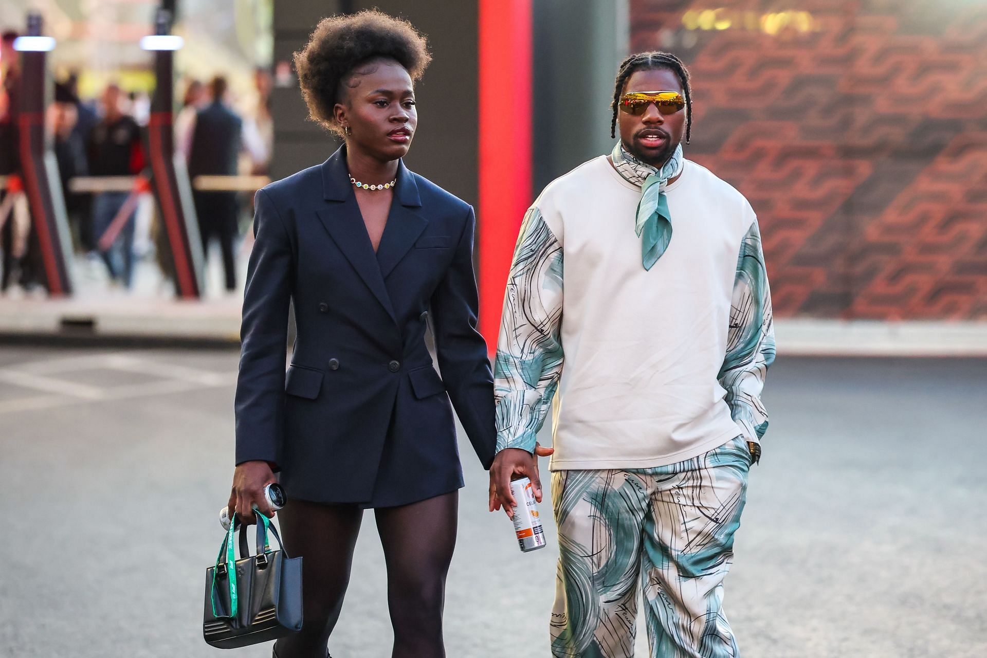 Noah Lyles with Junelle Bromfield at the qualifying session of the Las Vegas Grand Prix [Image Source : Getty]