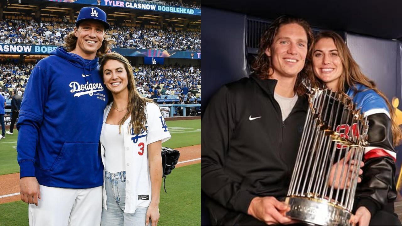 Tyler Glasnow with girlfriend Meghan Murphy (Images from - Instagram.com/@dodgers, Instagram.com/@glasnowt)