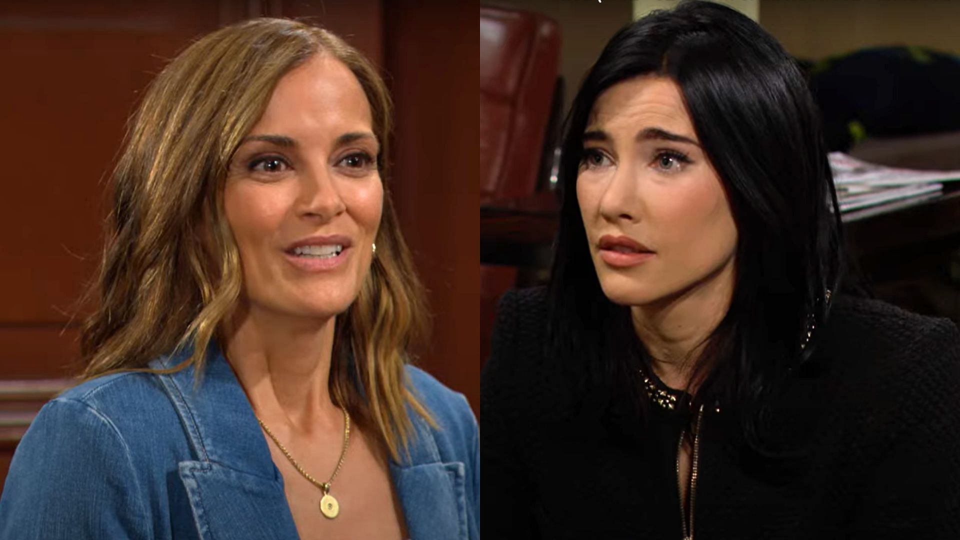 Rebecca Budig and Jacqueline Mcinnes Wood as Taylor and Steffy on B&amp;B (Image via YouTube/boldandbeautiful)