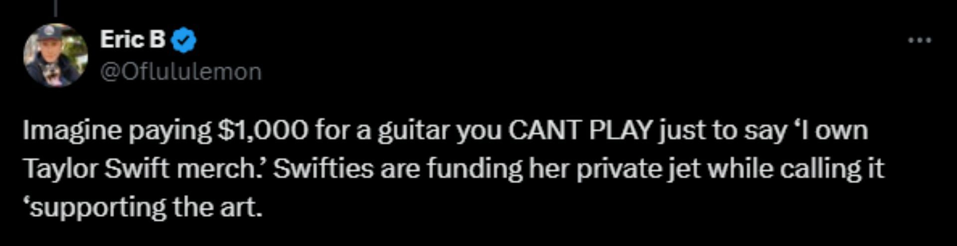 Netizen reacts to the Taylor Swift guitar merchandise purchase (Image via X)