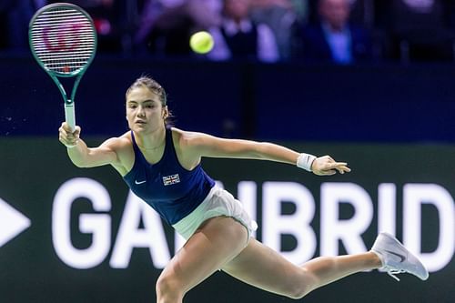 Emma Raducanu in action at the 2024 Billie Jean King Cup Finals (Picture: Getty)