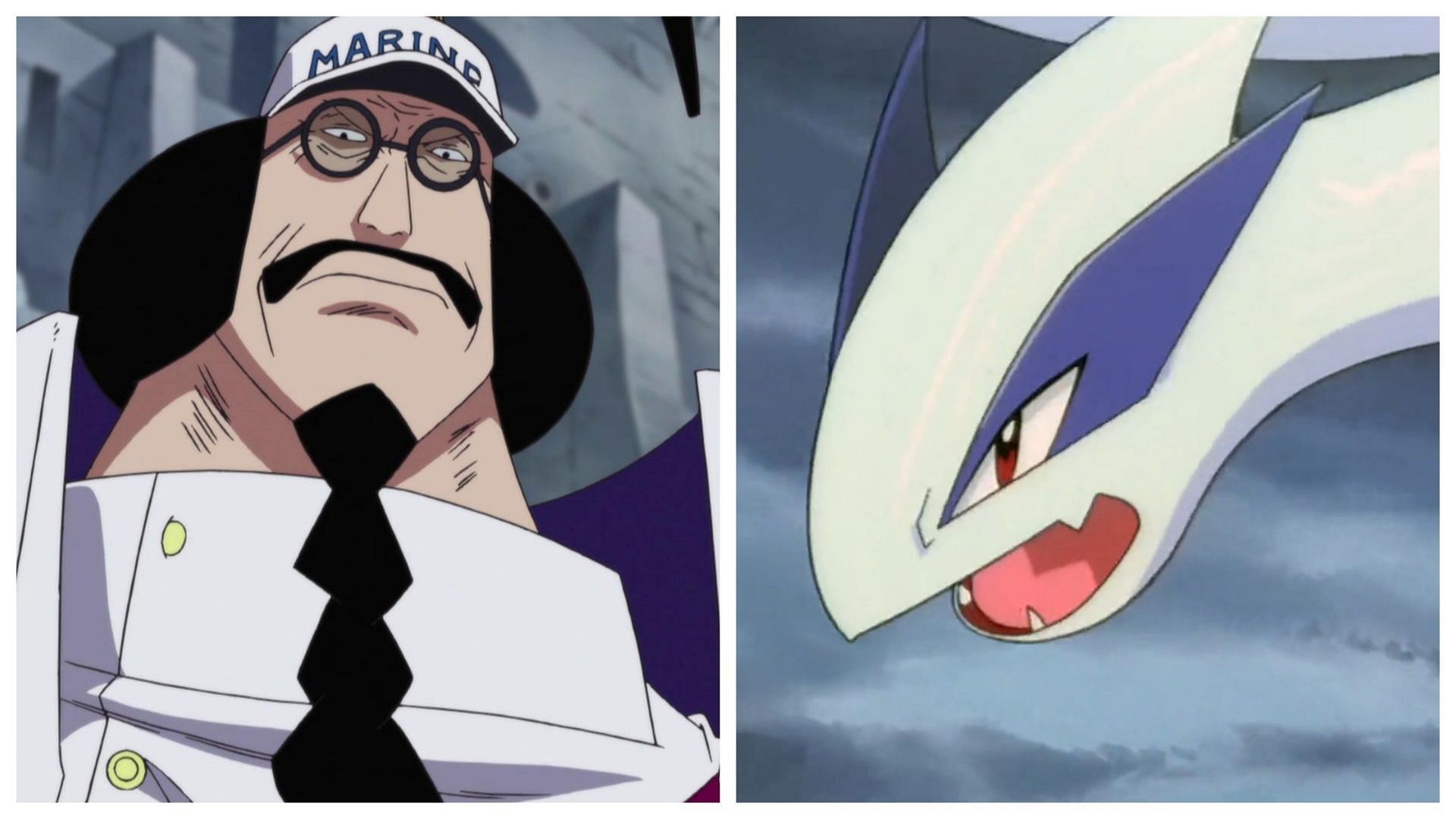 Sengoku in One Piece and Lugia in Pok&eacute;mon (Image via Toei Animation/The Pok&eacute;mon Company)