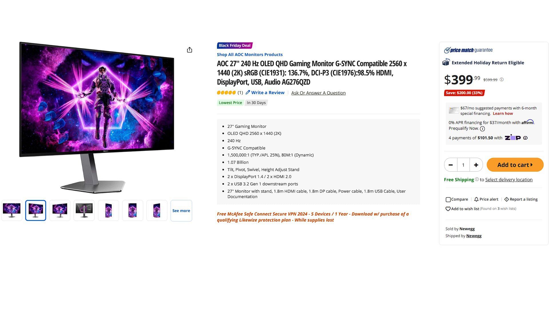 AOC Agon Pro monitor is on sale (Image via Best Buy)