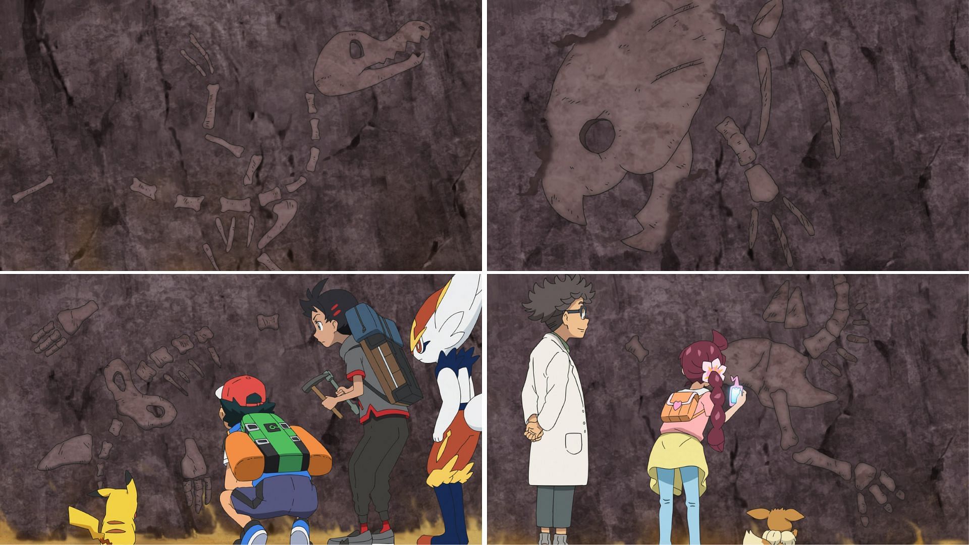 All four Galarian fossil parts as seen in the anime (Image via The Pokemon Company)