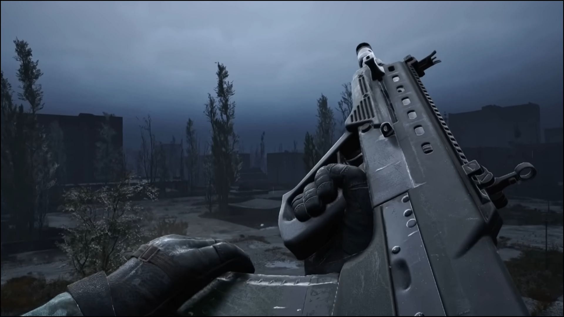 The Dnipro can handle close encounters with ease in Stalker 2 (Image via GSC Game World || YouTube@Fire Mountain)