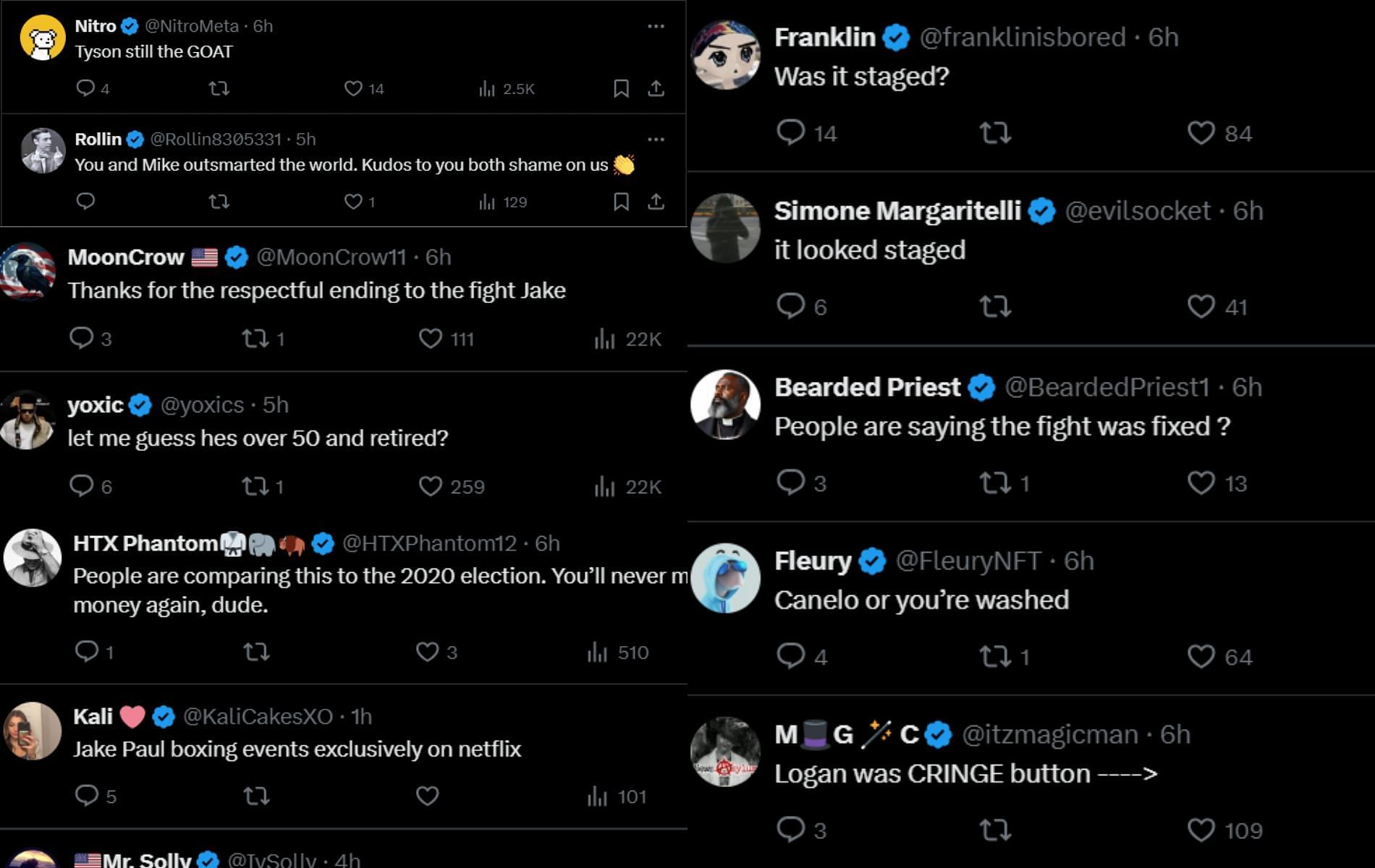 Fan reactions to Jake Paul&#039;s tweet. [Screeshot Courtesy: @jakepaul on X]