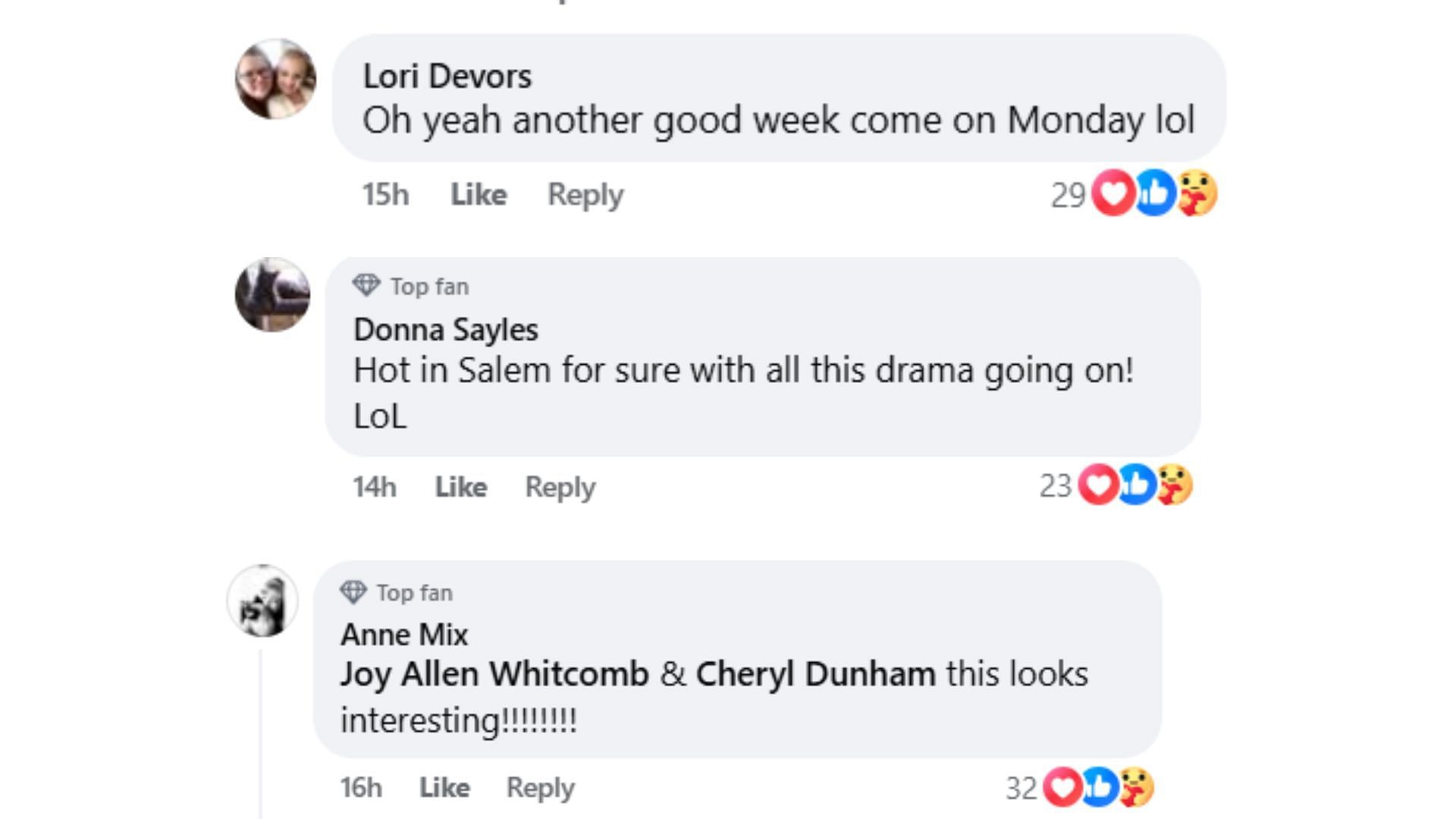 Fan reactions (Image via Facebook/@DaysofOurLives)