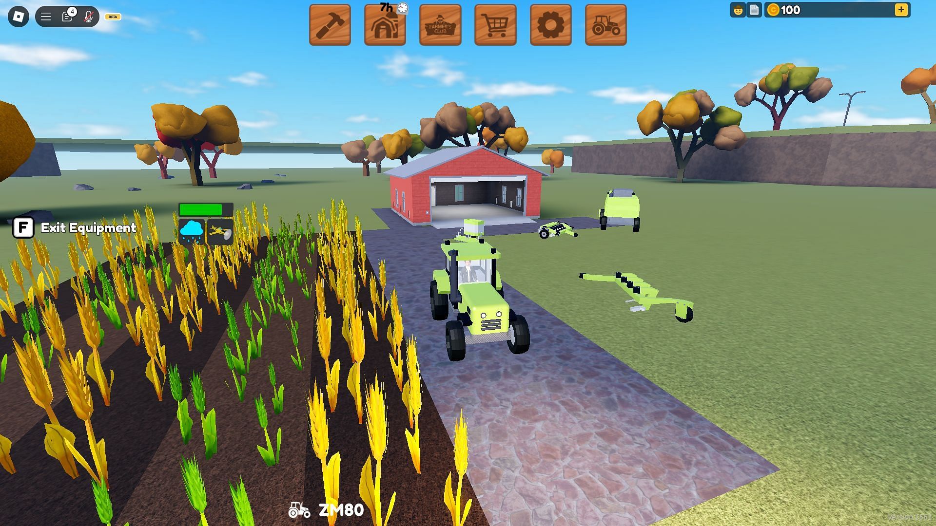 Harvesting crops at the farm (Image via Roblox)