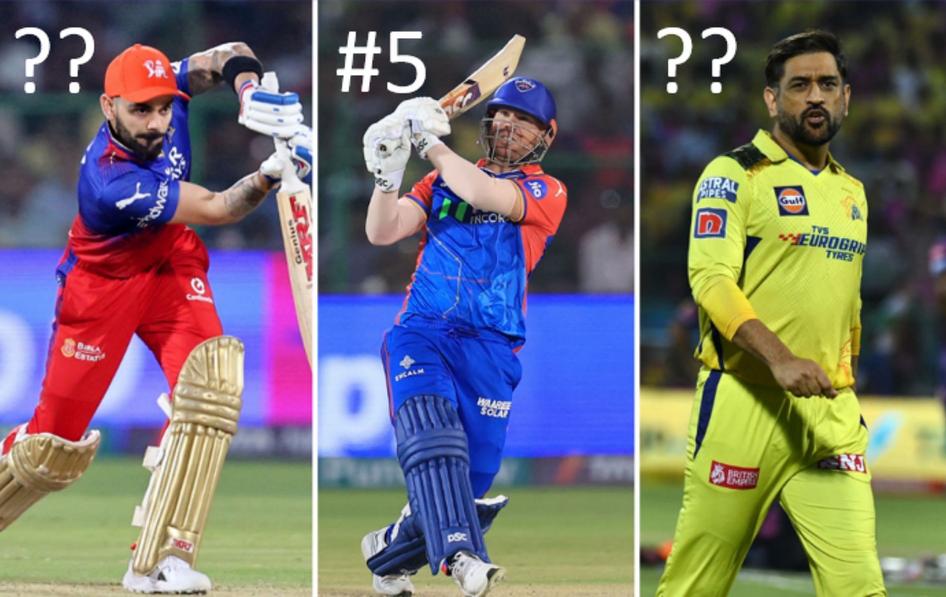 Kohli [L], Warner [M] and Dhoni [R] hold several key IPL records [Credit: Getty]