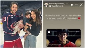 "Miss your voice": Johnny Gaudreau's wife Meredith confesses to watching video of him describing his stick preferences "45 trillion times"