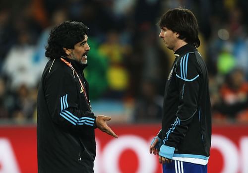 L to R: Maradona and Messi - Source: Getty