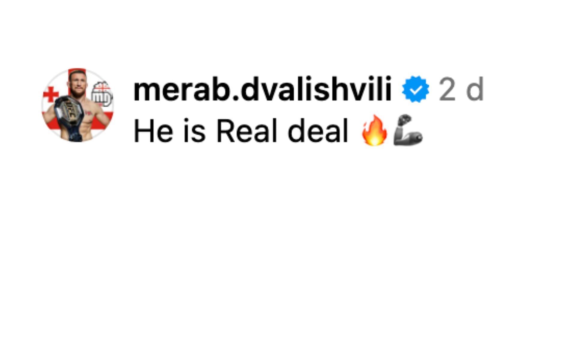 Merab Dvalishvilli cheers Kai Asakura ahead of UFC debut. [Screenshot courtesy: @espnmma via Instagram]