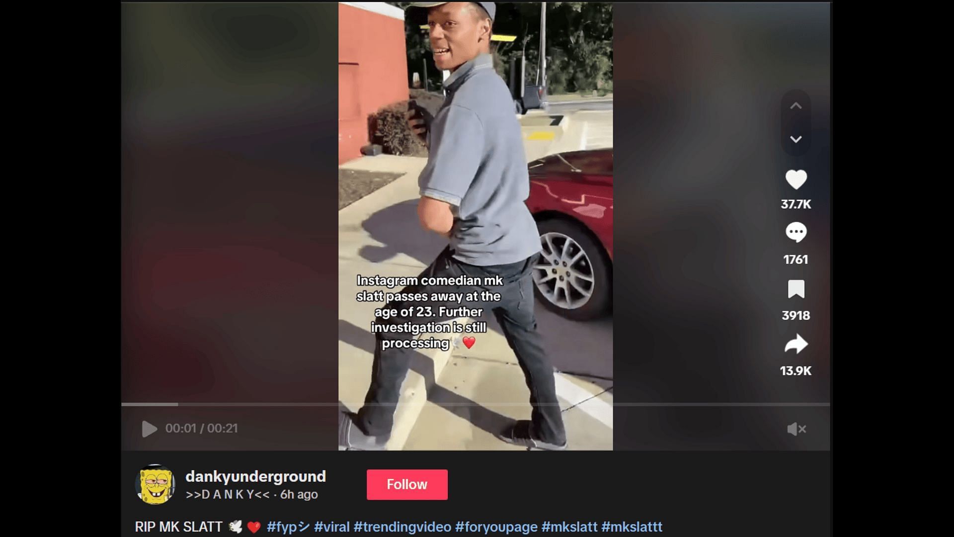 The glimpse of TikTok video that made the claim. (Image via TikTok/@dankyunderground/)