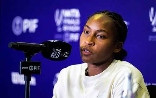 Coco Gauff speaking at the WTA Finals 2024 - Day 4 - Source: Getty