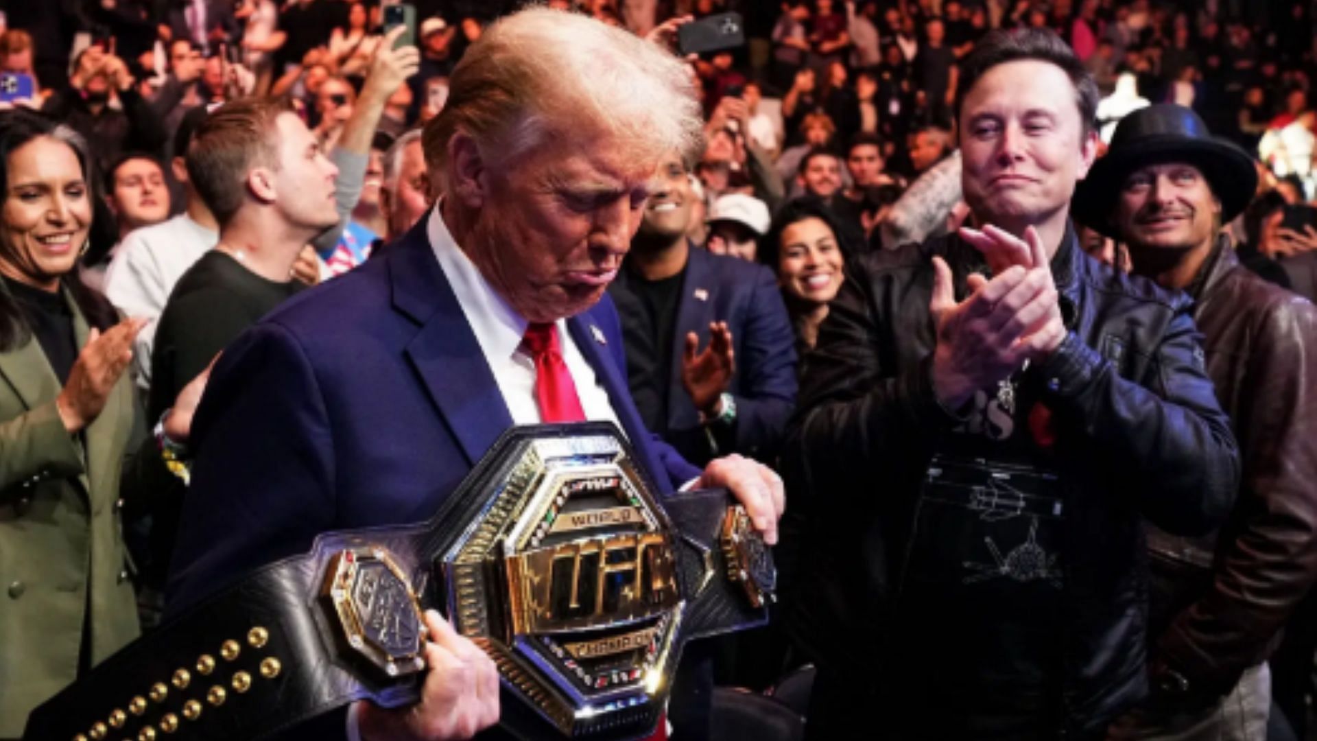 Rising UFC lightweight contender plans to honor Donald Trump (left) and Elon Musk (right) with unique gesture [Image courtesy of Getty Images]
