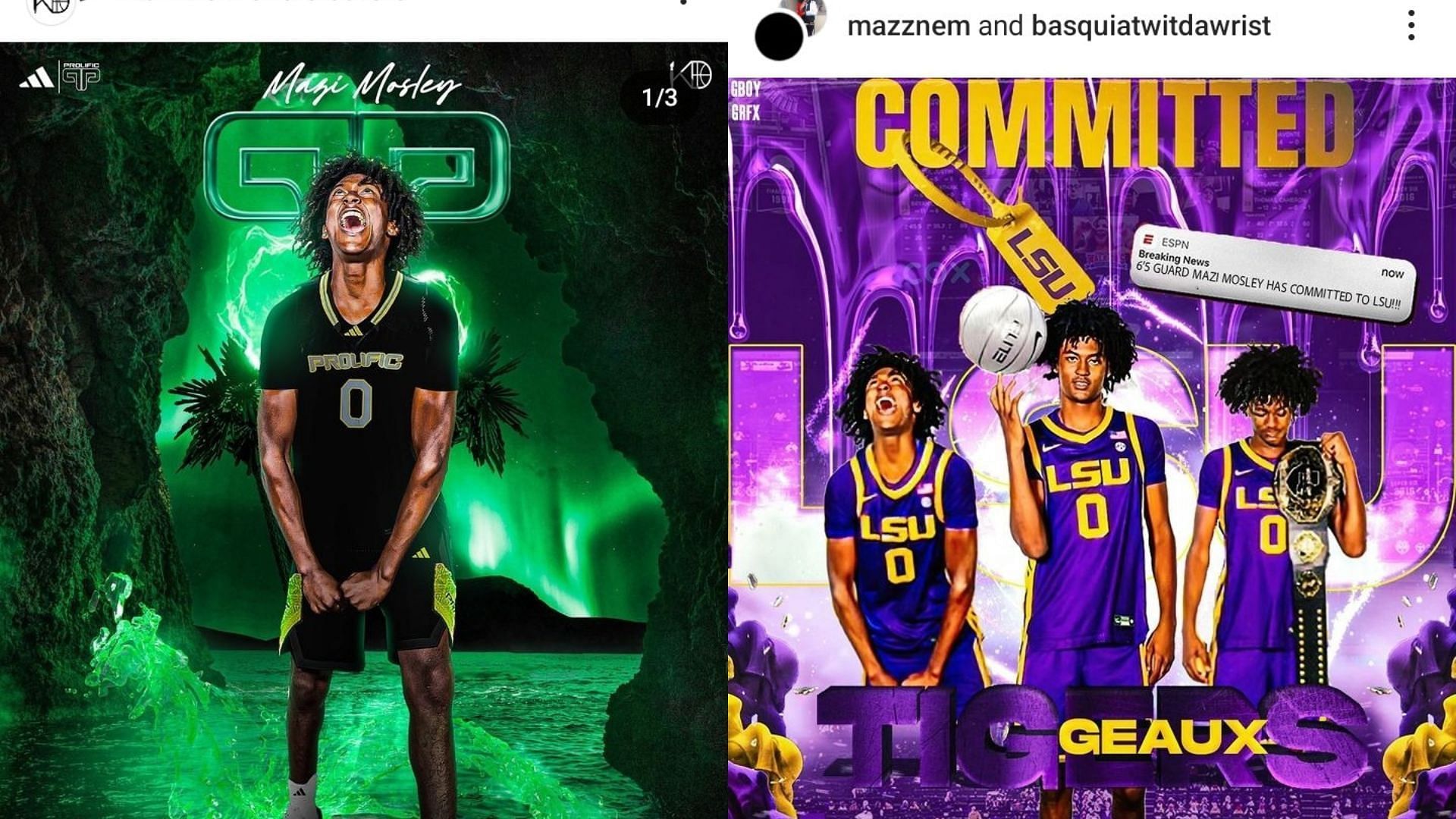 Magic Johnson&#039;s nephew and LSU commit Mazi Mosely transfers to Prolific Prep. (Image via Instagram @Mazznem)