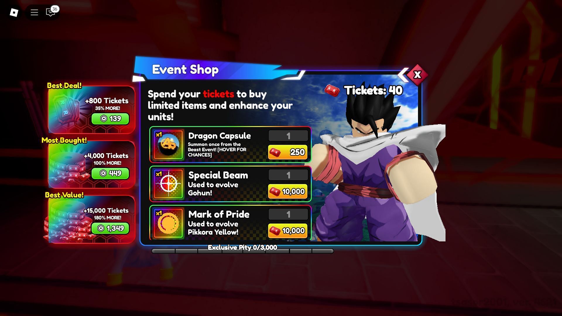 Use Red Tickets in the event shop (Image via Roblox)