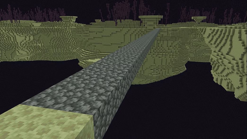 Players can create bridges from one island to another (Image via Mojang Studios)