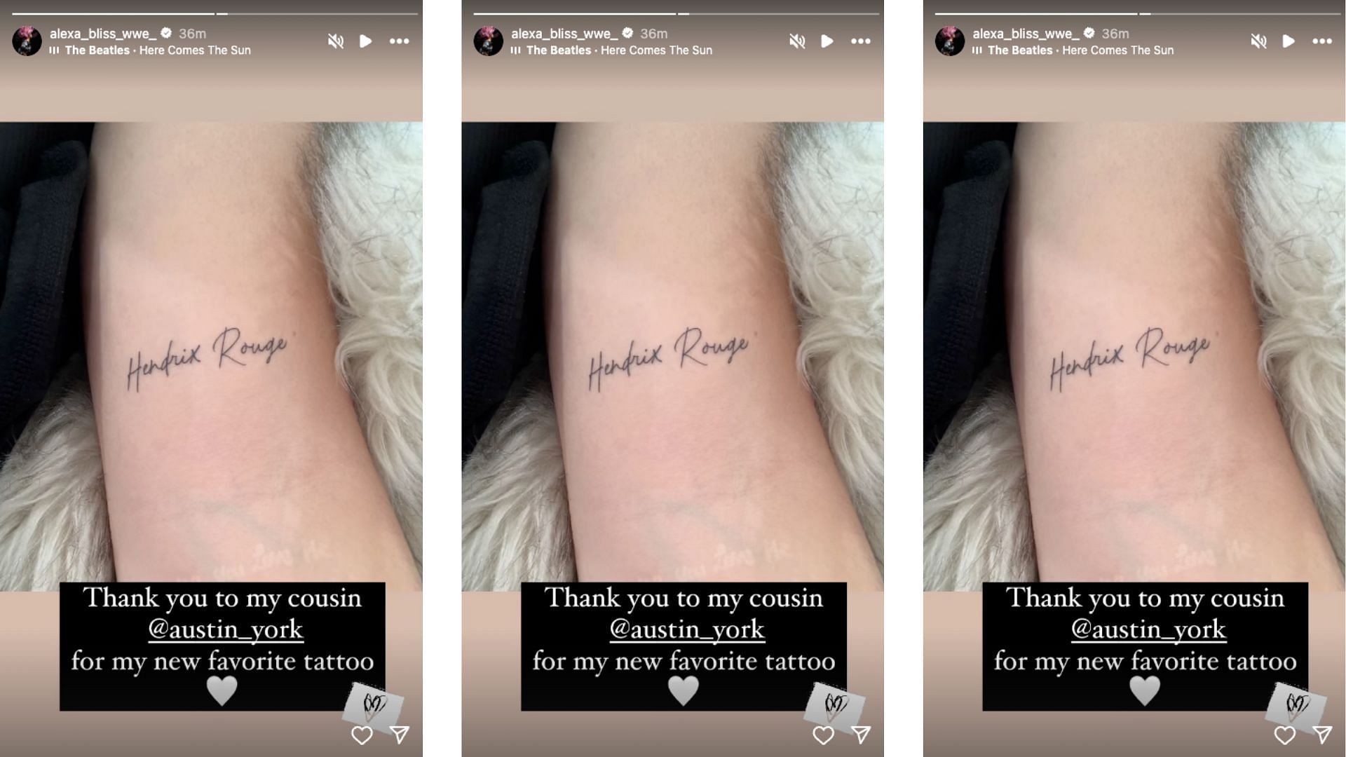 Bliss shows off her new tattoo [Image Credits: Screenshot of Bliss&#039; Instagram story]
