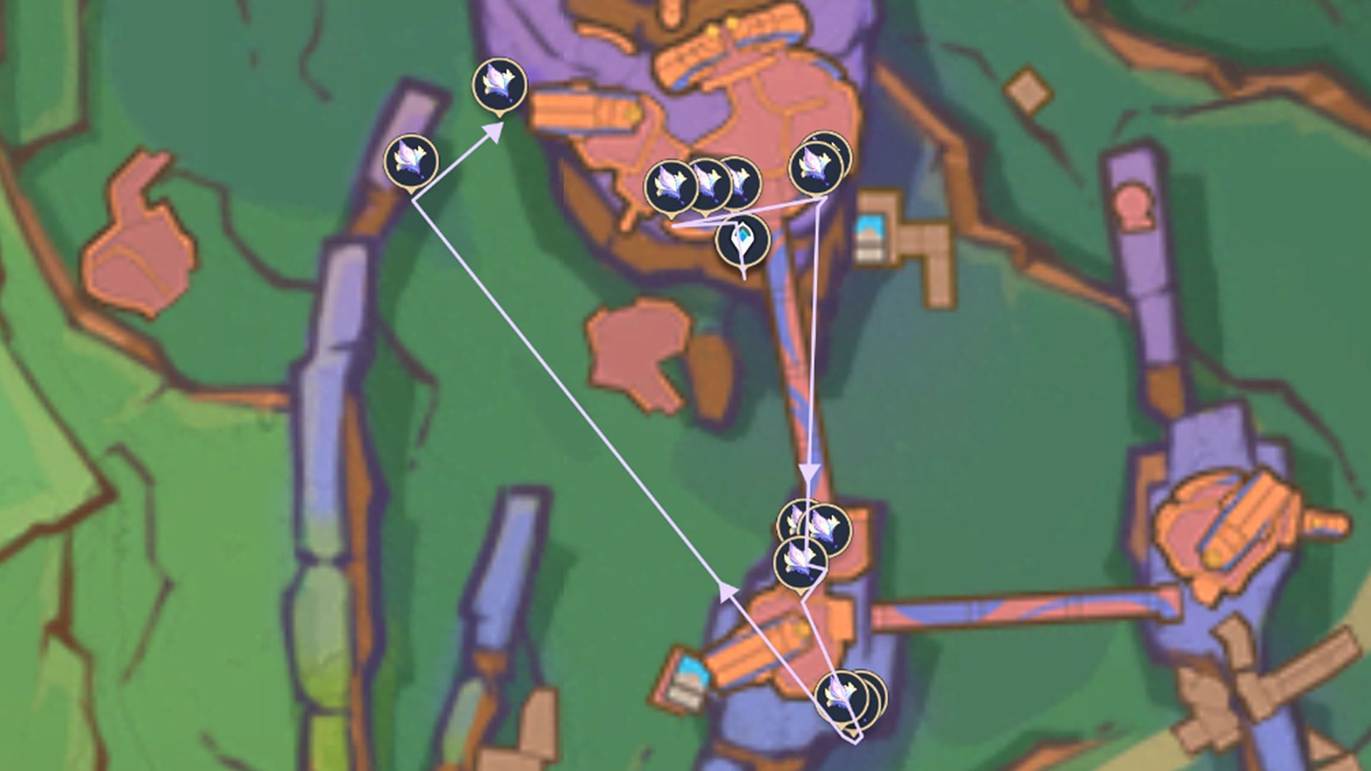 Route #2 for farming Glowing Hornshroom (Image via HoYoverse, HoYoLAB)