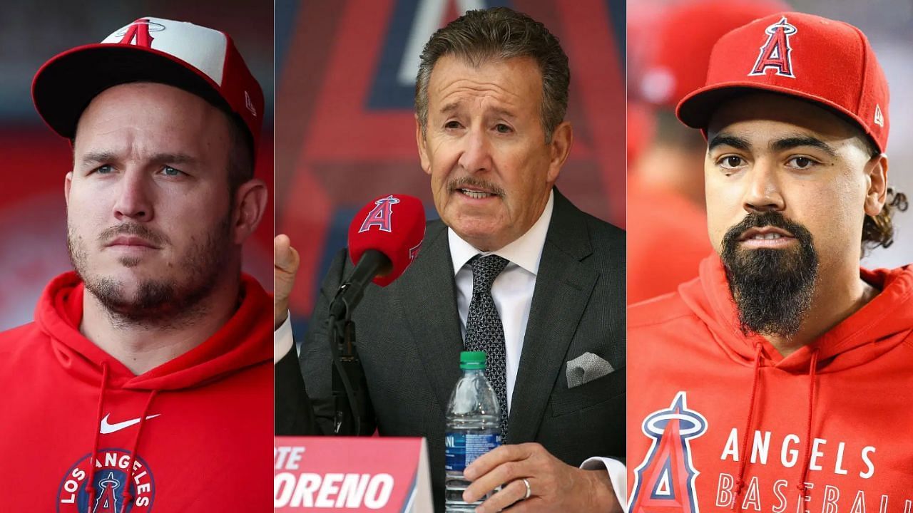 (Left to Right) Mike Trout, Arte Moreno and Anthony Rendon (Images from - Getty)