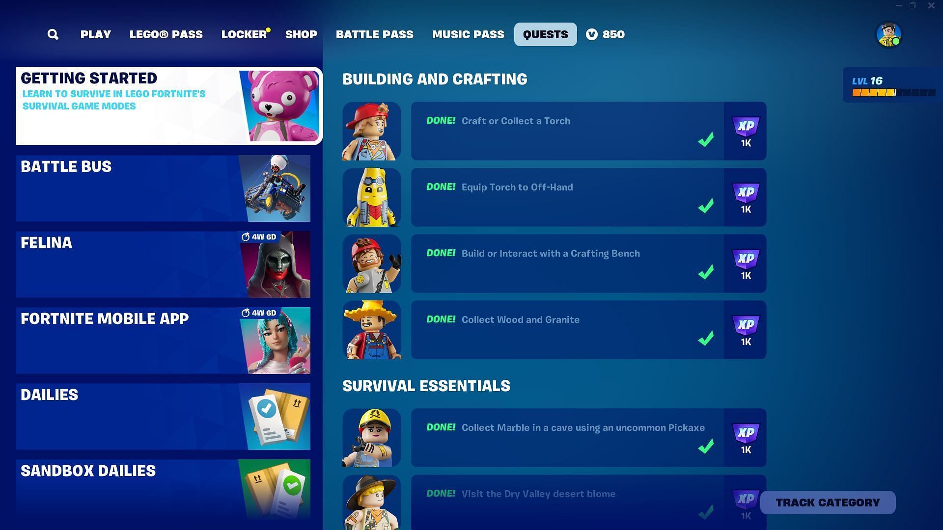 Get start in LEGO to level up fast in Fortnite Chapter 2 Remix (Image via Epic Games)