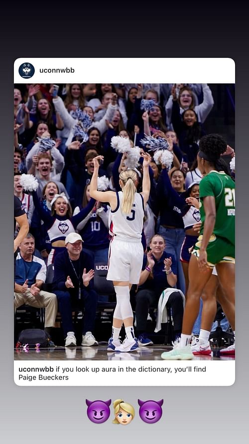 Nika Muhl's story on UConn's win over South Florida (obtained from Nika Muhl's Instagram Stories @nika.muhl)