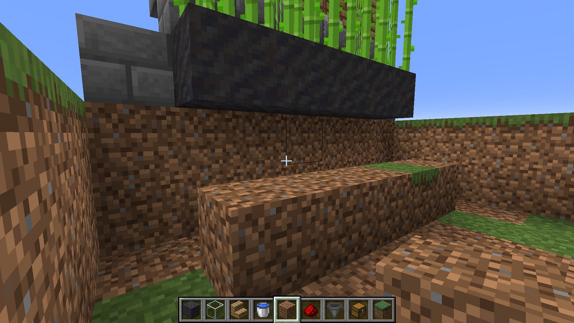 Place a line of dirt as long as the mud (Image via Mojang Studios)