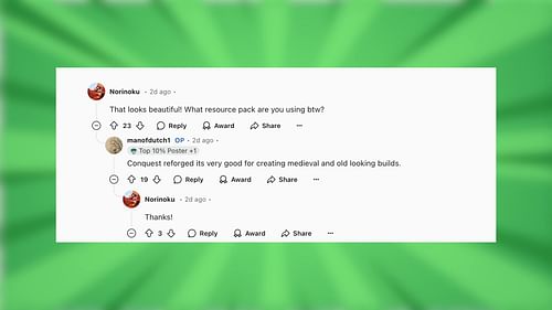 Reddit reacts to the build (Image via Reddit/manofdutch1/Mojang Studios)