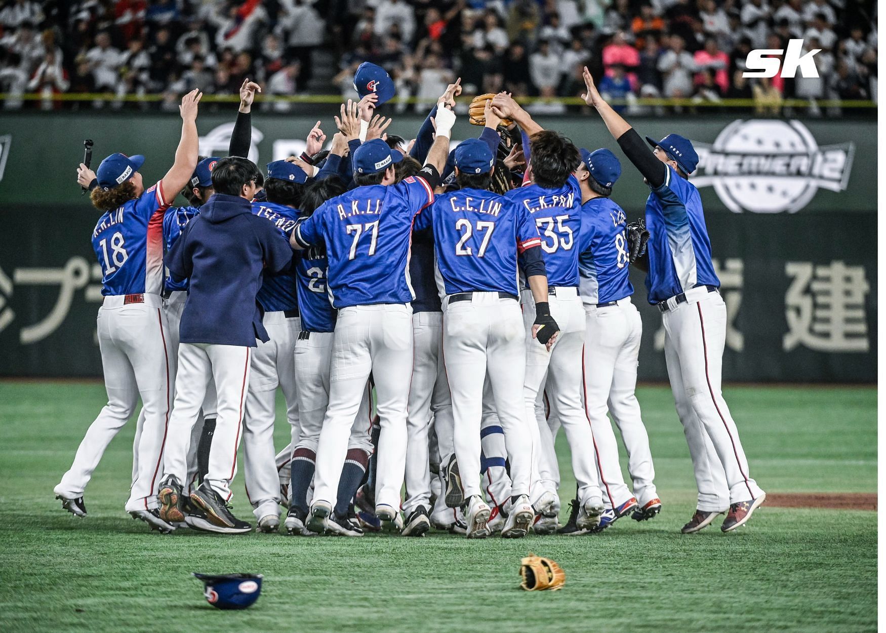 Taiwan celebrate after winning the Premier12 title (credit: WBSC president Riccardo Fraccari/X)