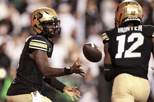 Colorado stars Shedeur Sanders (L) and Travis Hunter - Source: Getty