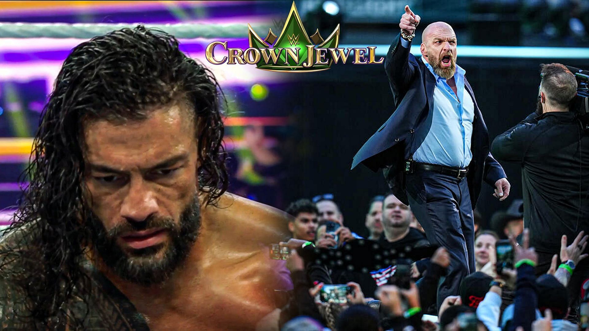 Solo Sikoa pinned Roman Reigns at Crown Jewel 2024! (Credits: WWE.Com and WWE Twitter)