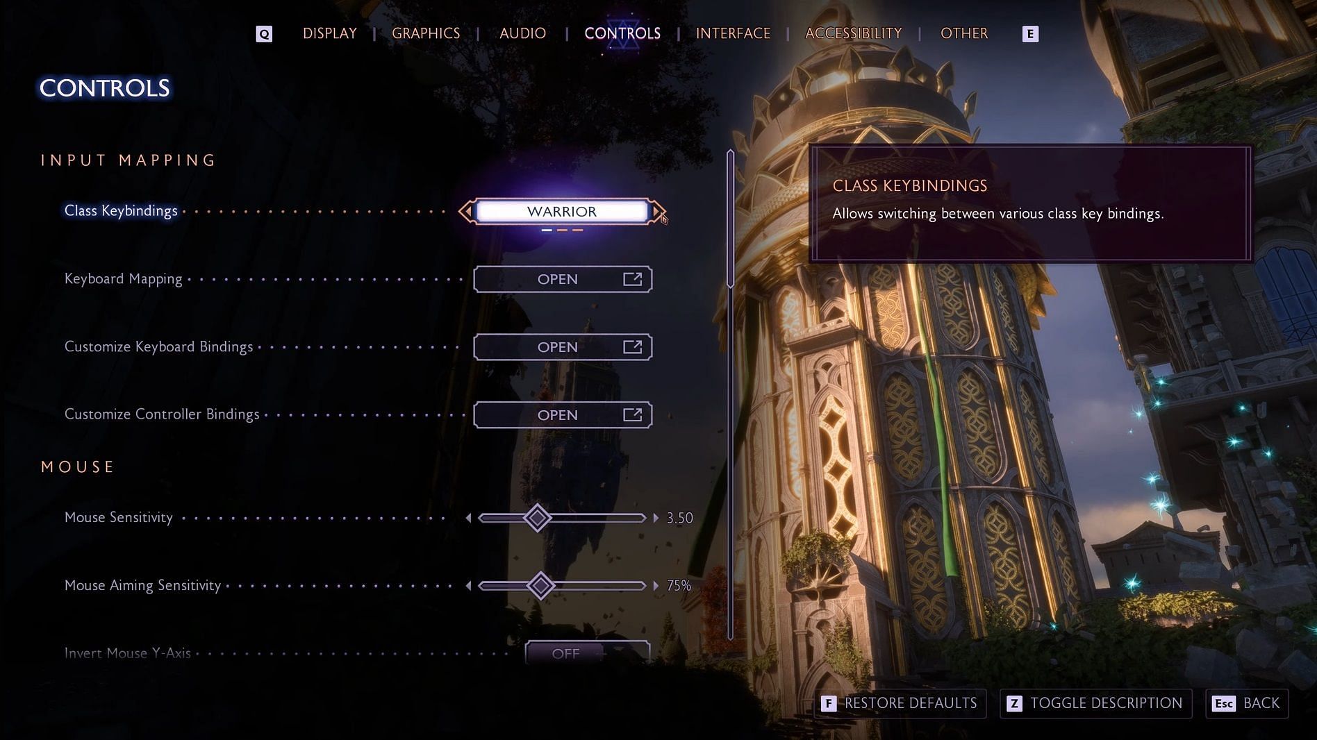 Dragon Age: The Veilguard controls settings page (Image via Electronic Arts)