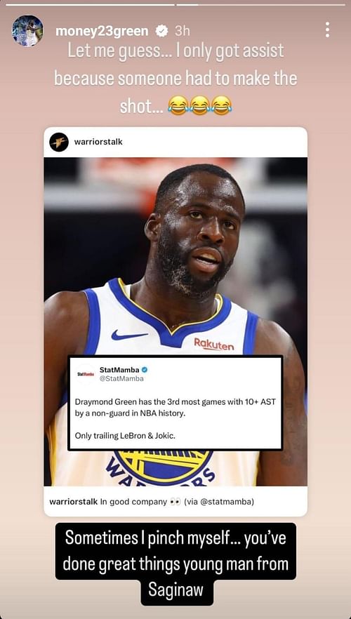 Draymond Green's Instagram story - Image Credit: Draymond Green's Instagram