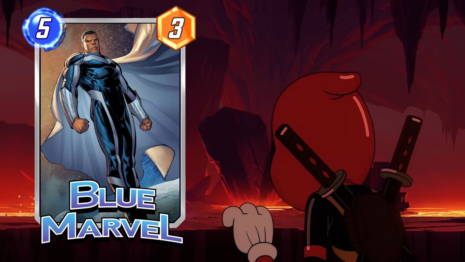 Blue Marvel boosts all cards on the player&#039;s side (Image via Nuverse)