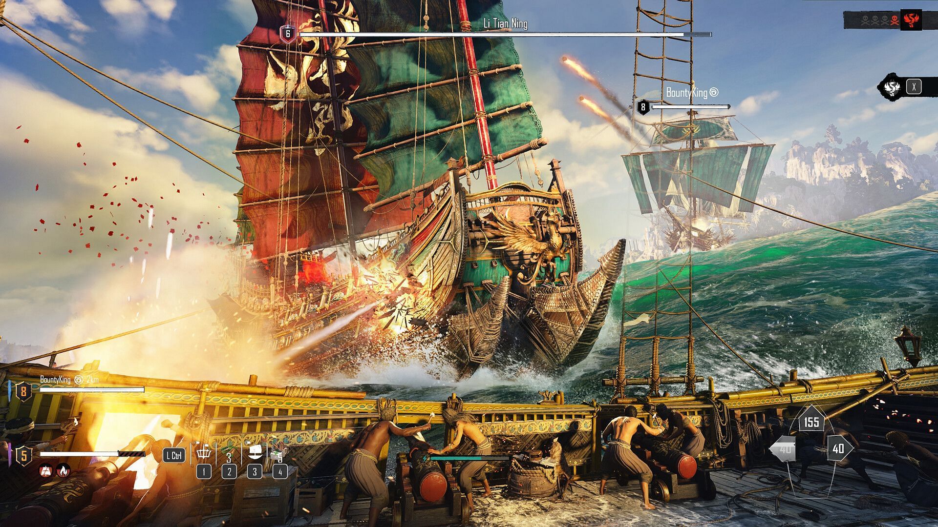 Wreck Ship and battles in Skull and Bones (Image via Ubisoft)