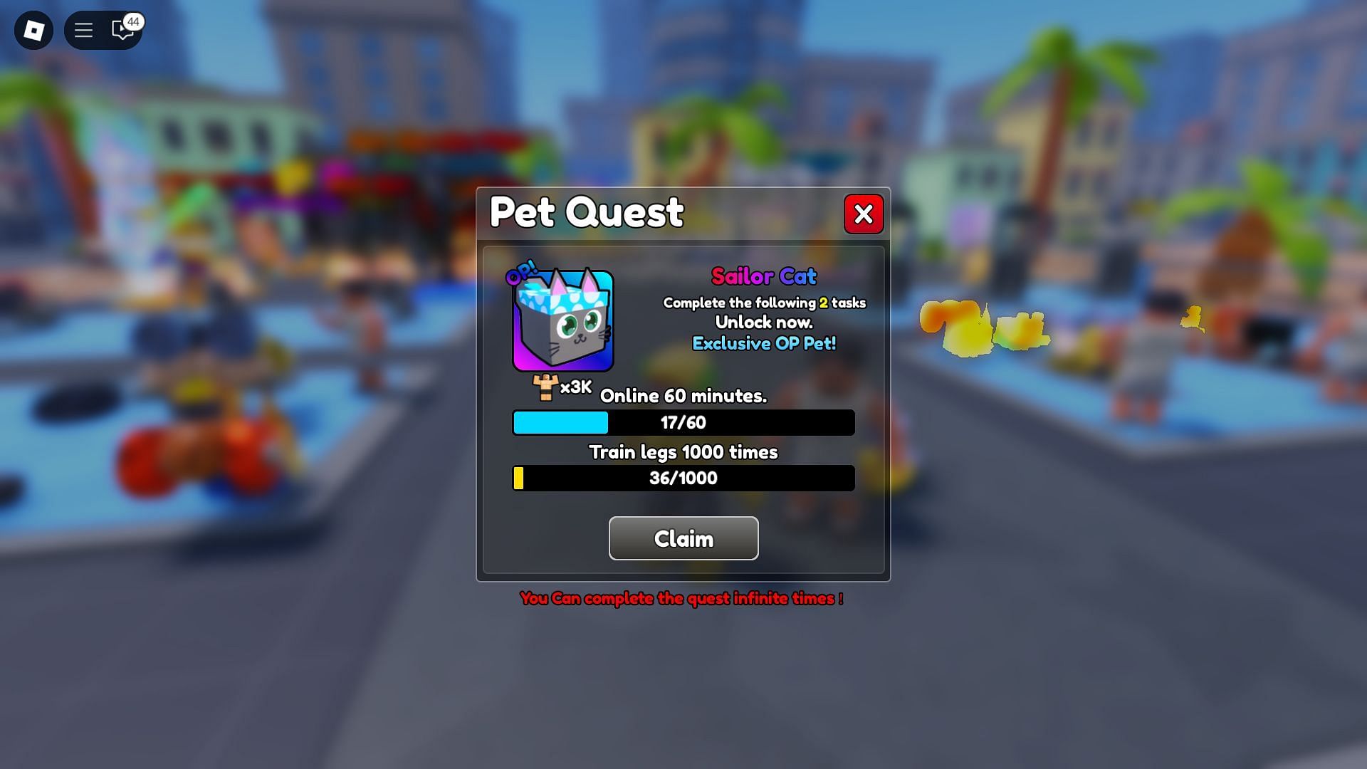 You can complete these two tasks to get the pet (Image via Roblox)