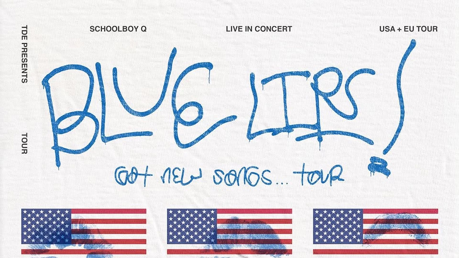 Screenshot of the official poster for ScHoolboy Q&#039;s upcoming &#039;Blue Lips Live Tour&#039; hip-hop tour starting in 2025 (Image via X/@PostMalone)