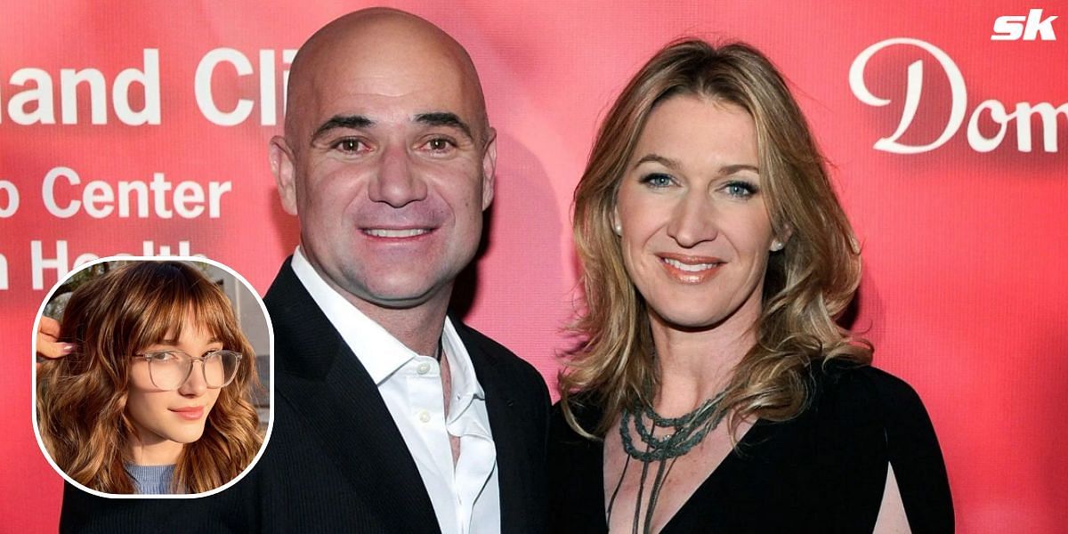 Andre Agassi and Steffi Graf (L); Jaz Agassi (inset) (Image Source: Getty; @jazagassi on Instagram)