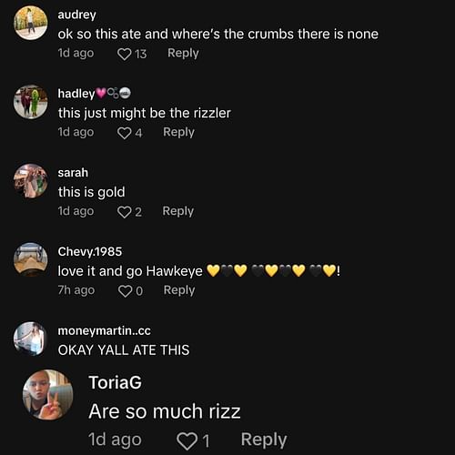 Fan reactions to the Hawkeyes players' dance (Credits: TikTok/@kyliefeuerbach)