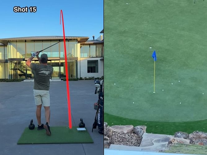 WATCH: Bryson DeChambeau’s ball bounces out of hole yet again as his 'ace over house challenge' continues