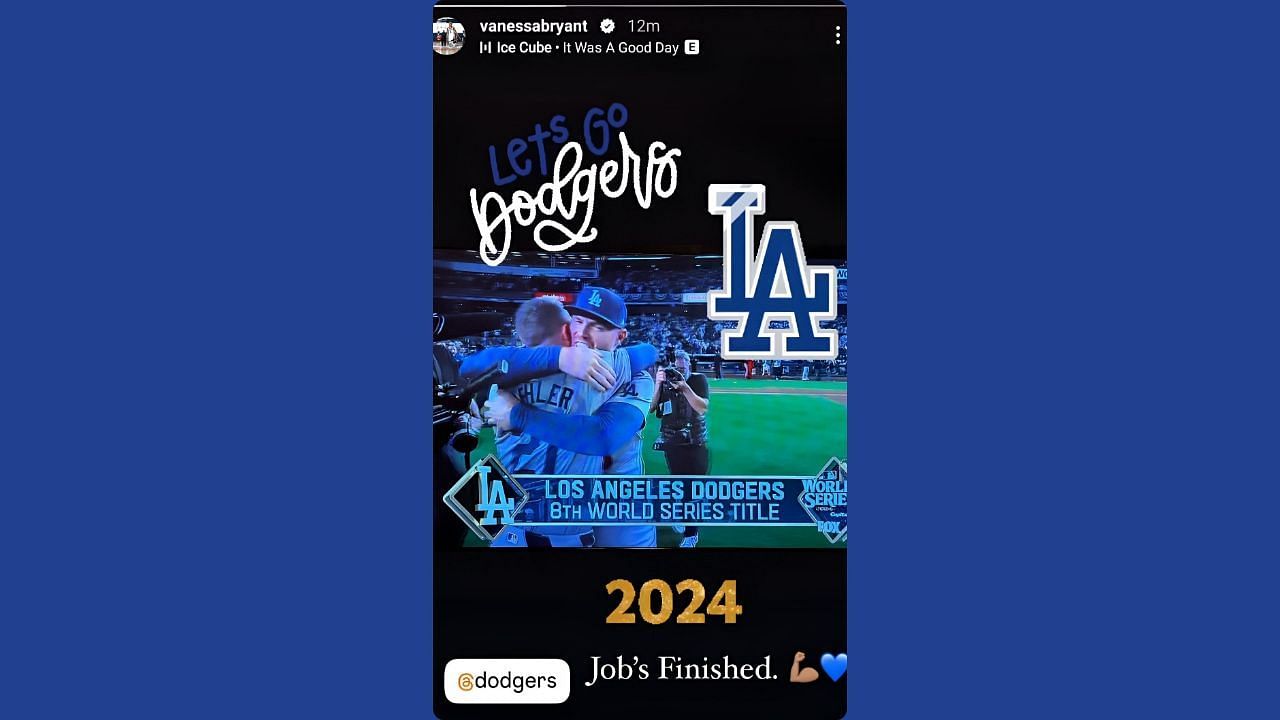 Vanessa Bryant drops 2-word reaction to LA Dodgers win. (Credits: @vanessabryant/Instagram)