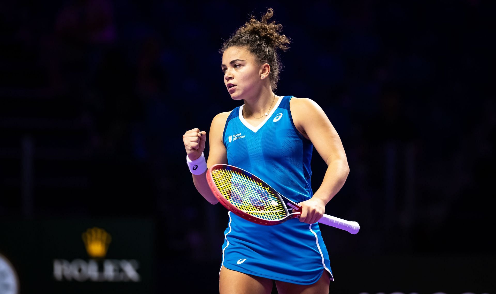 Paolini celebrates a point in the WTA Finals (Source: Getty)