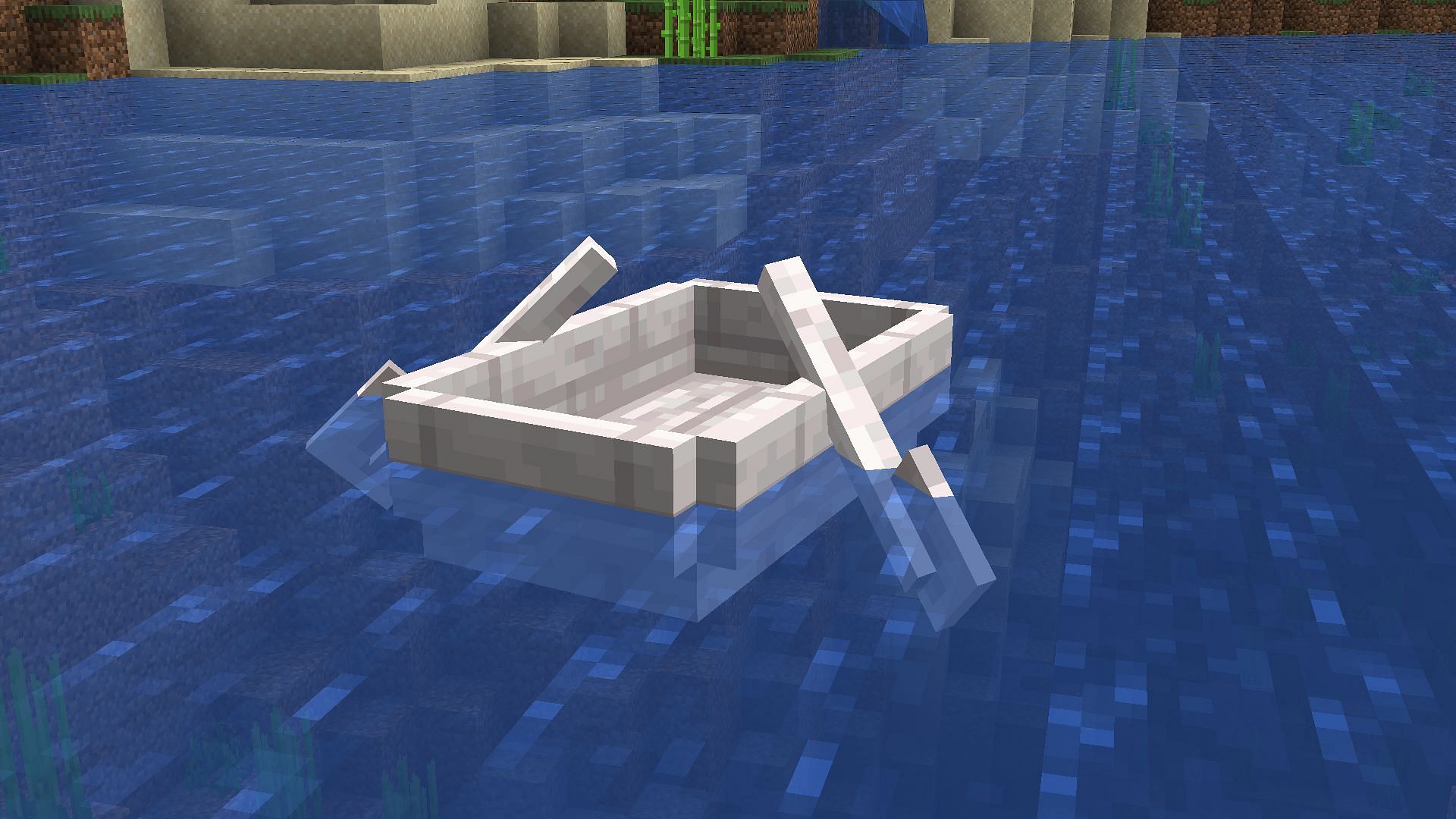 The boat can be used to travel over water and cover large distances easily (Image via Mojang Studios)