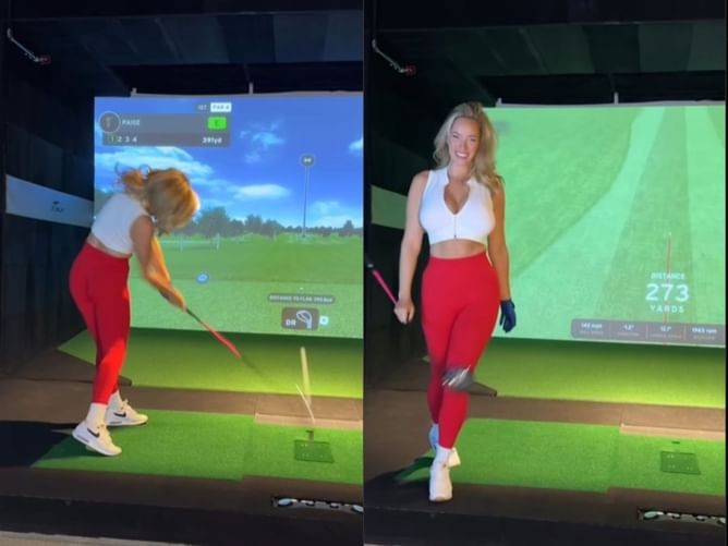 WATCH: Paige Spiranac’s massive drive at simulation golf, gets ready for the ‘league’