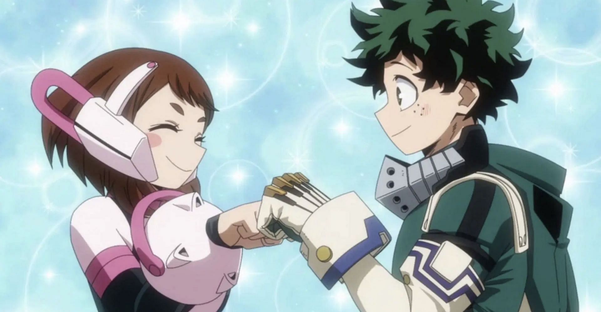 Deku and Uraraka as seen in anime (Image via Studio Bones)