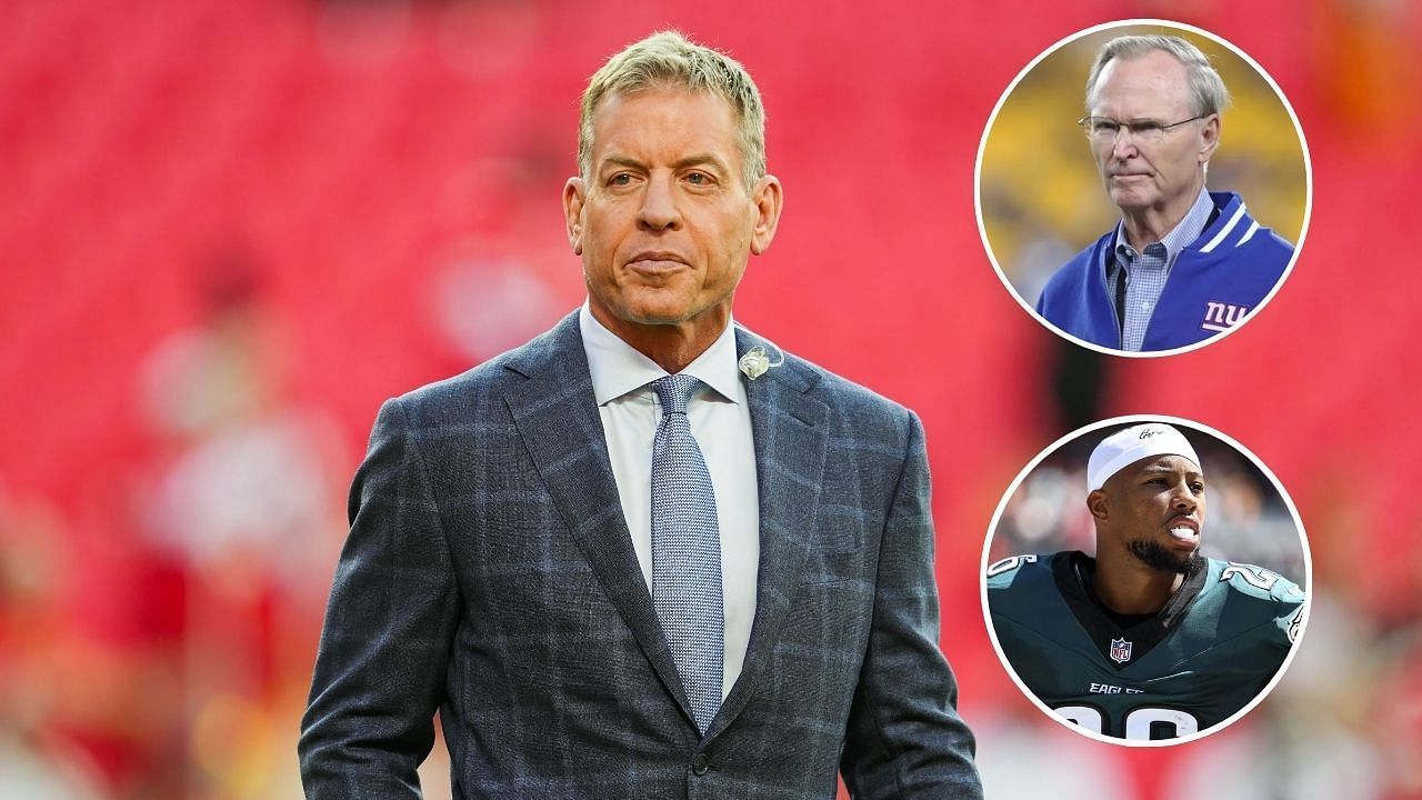 Saquon Barkley (Source: Getty) | John Mara (Source: Imagn) | Troy Aikman (Source: Imagn)