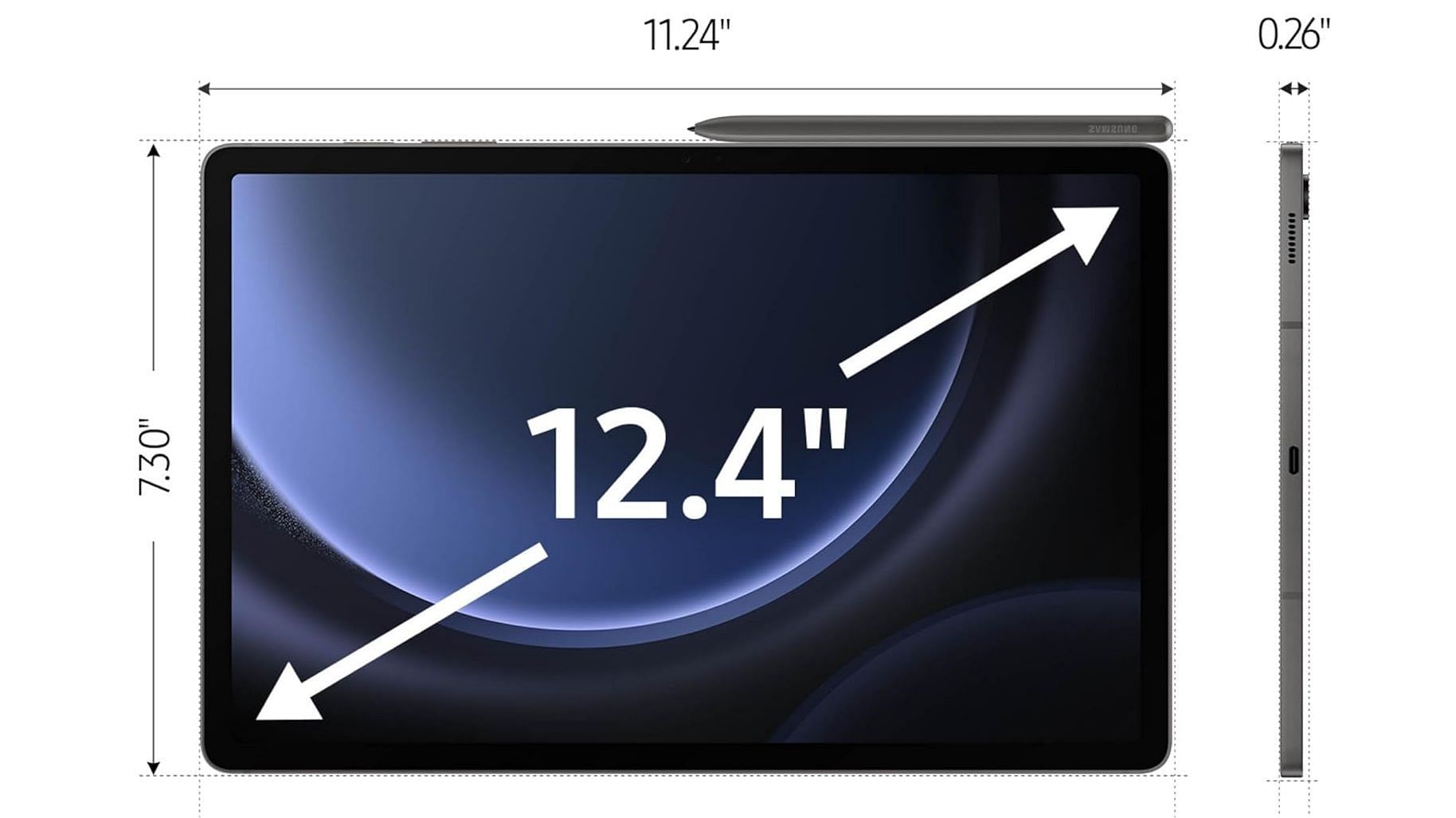 Samsung Galaxy Tab S9 FE Plus&#039;s dimensions (Image via Samsung)